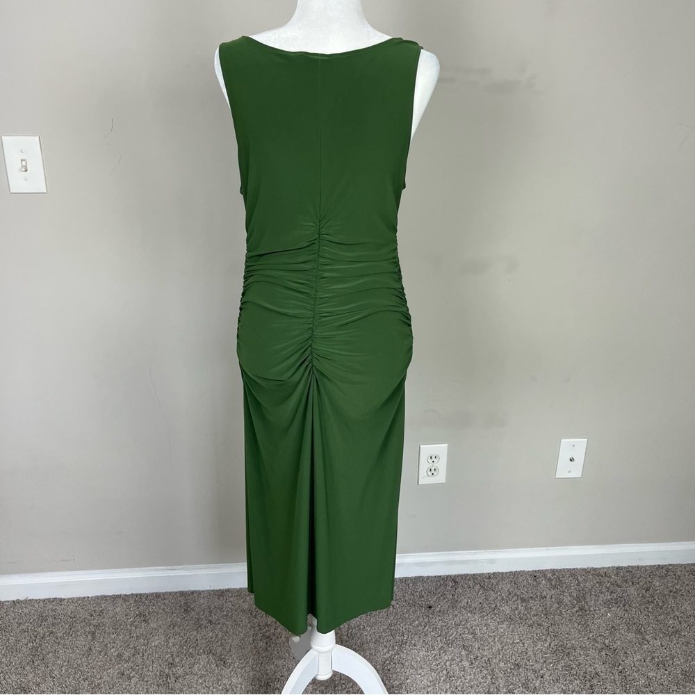 KAMALI KULTURE X NORMA KAMALI BODYCON RUCHED MIDI DRESS OLIVE GREEN SIZE LARGE - Picture 8 of 13